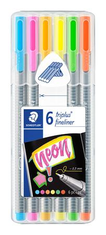 Staedtler Linery "Triplus 334 Neon", sada 6 barev, 0,3 mm 334 SB6CS3