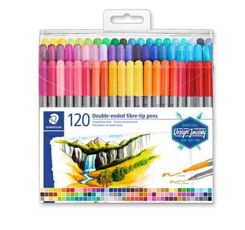 Staedtler Sada fixů "Design Journey", 120 různých barev, oboustranné, 0,8/3,0 mm 3200 TB120