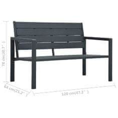 Greatstore Zahradní lavice 120 cm HDPE šedá dřevěný vzhled