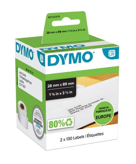 Dymo Dymo LabelWriter štítky 89 x 28mm, 2x130ks, S0722370