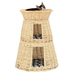 Greatstore 3dílný pelíšek pro kočky s poduškami 47x34x60 cm přírodní vrba