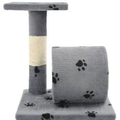 Greatstore Škrabadlo pro kočky se sisalovými sloupky 65 cm šedé s tlapkami