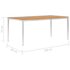 Greatstore Zahradní jídelní stůl 180x90x75 cm masivní teak a nerezová ocel