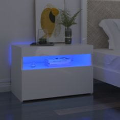 Vidaxl Noční stolek s LED osvětlením bílý s vysokým leskem 60x35x40 cm