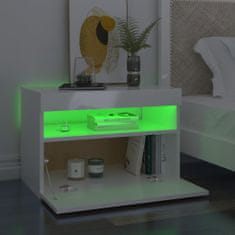 Vidaxl Noční stolek s LED osvětlením bílý s vysokým leskem 60x35x40 cm