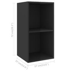 Greatstore Nástěnná TV skříňka černá vysoký lesk 37x37x72 cm dřevotříska