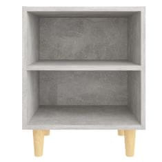 Greatstore Noční stolek masivní dřevěné nohy betonově šedý 40 x 30 x 50 cm
