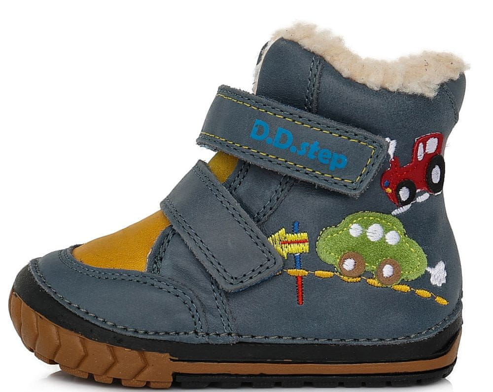 D-D-step chlapecká zimní kožená kotníčková obuv W029-645 modrá 23 - zánovní
