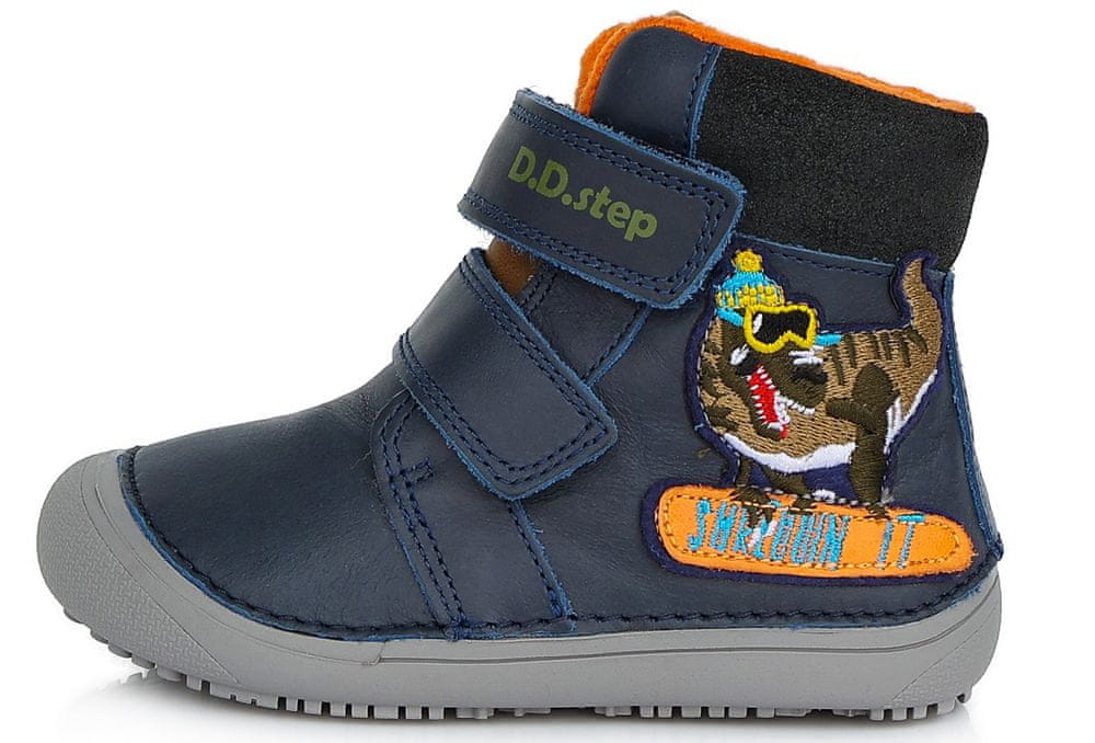 D-D-step chlapecká barefoot kožená zimní kotníčková obuv W063-284 tmavě modrá 31