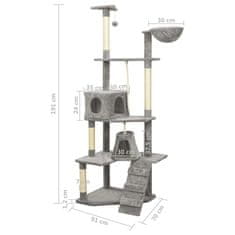 Greatstore Škrabadlo pro kočky se sisalovými sloupky světle šedé 191 cm