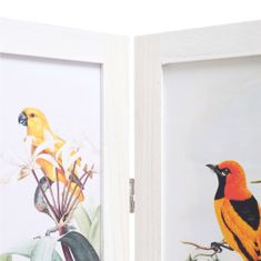 Greatstore 3dílný paraván bílý 105 x 165 cm ptáci