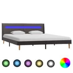 Greatstore Rám postele s LED světlem šedý textil 180 x 200 cm