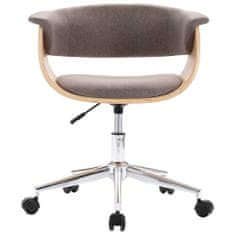 Greatstore Otočná kancelářská židle taupe ohýbané dřevo a textil
