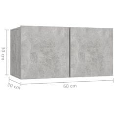 Greatstore Závěsná TV skříňka betonově šedá 60 x 30 x 30 cm