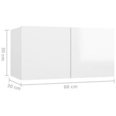 Vidaxl TV skříňky 4 ks bílé s vysokým leskem 60x30x30 cm dřevotříska