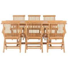 Greatstore 7dílný zahradní jídelní set 150–200 x 100 x 75 cm teakové dřevo