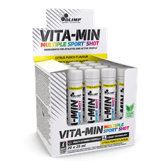 Olimp Olimp Vita-Min Multiple Sport Shot 25 ml, komplex minerálů a vitamínu řady B s inulinem a výtažkem zeleného čaje, Citrus Punch