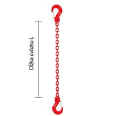 Řetězový závěs hák-hák tř 80 (3 m, 8000 kg, 16 mm) 3m 8000kg 16mm cervena