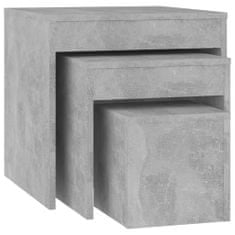 Greatstore Hnízdové stolky 3 ks betonově šedé dřevotříska
