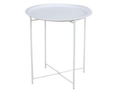 KONDELA Příruční stolek s odnímatelnou tácem, bílá, RENDER
