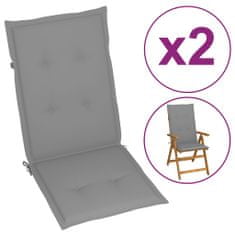 Vidaxl Polstry na zahradní židle 2 ks šedé 120 x 50 x 4 cm