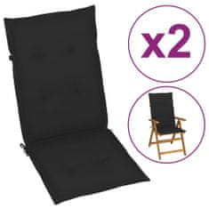Vidaxl Polstry na zahradní židle 2 ks černé 120 x 50 x 4 cm