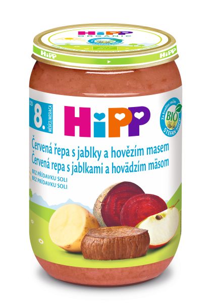 HiPP BIO Červená řepa s jablky a hovězím - 6x220g