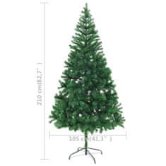 Greatstore Umělý vánoční stromek s ocelovým stojanem 210 cm 910 větviček