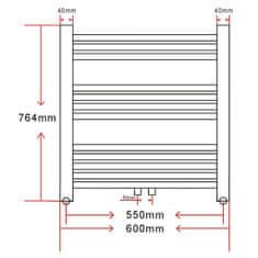 Greatstore Žebříkový radiátor na ručníky rovný ústřední topení 600 x 764 mm