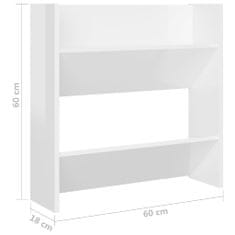 Greatstore Nástěnný botník bílý s vysokým leskem 60x18x60 cm dřevotříska