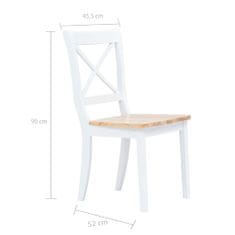 Vidaxl Jídelní židle 6 ks bílé a světlé dřevo masivní kaučukovník