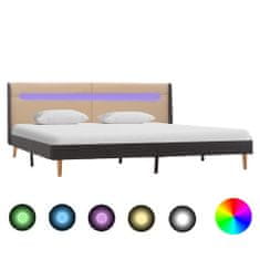 Greatstore Rám postele s LED světlem krémový textil 180 x 200 cm