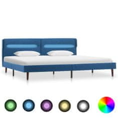 Greatstore Rám postele s LED světlem modrý textil 140 x 200 cm