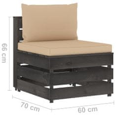 Vidaxl 5dílná sedací souprava s poduškami šedá impregnované dřevo