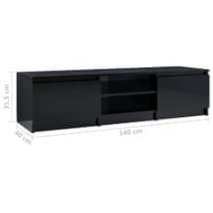 Greatstore TV stolek černý s vysokým leskem 140 x 40 x 35,5 cm dřevotříska