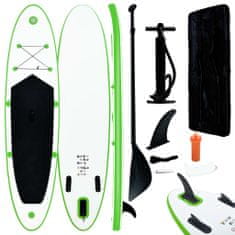 Greatstore Nafukovací SUP paddleboard zeleno-bílý