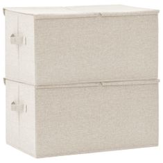 Greatstore Úložné boxy 2 ks textil 50 x 30 x 25 cm krémové