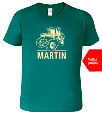 Hobbytriko Tričko s traktorem a jménem - Moderní traktor Barva: Emerald (19), Velikost: XL