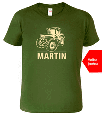 Hobbytriko Tričko s traktorem a jménem - Moderní traktor Barva: Emerald (19), Velikost: XL