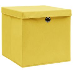 shumee Úložné boxy s víky 4 ks žluté 32 x 32 x 32 cm textil