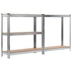 Greatstore Skladové regály 2 ks stříbrné 90 x 30 x 180 cm ocel a MDF