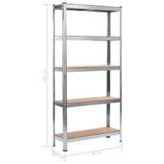 Greatstore Skladové regály 2 ks stříbrné 90 x 30 x 180 cm ocel a MDF