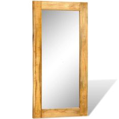 Greatstore Obdélníkové nástěnné zrcadlo s rámem z masivního dřeva 120 x 60 cm
