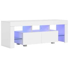 Greatstore TV stolek s LED bílý s vysokým leskem 130 x 35 x 45 cm