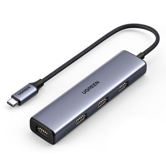 Ugreen CM473 HUB adaptér USB-C / 4x USB 3.2, stříbrný