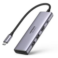 Ugreen CM511 HUB adaptér USB-C - 2x USB / HDMI / USB-C PD 100W, šedý