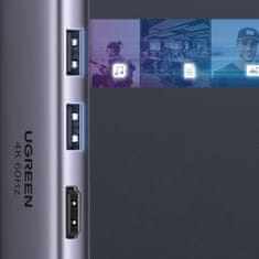 Ugreen CM511 HUB adaptér USB-C - 2x USB / HDMI / USB-C PD 100W, šedý