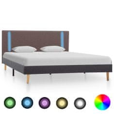 Greatstore Rám postele s LED světlem taupe a tmavě šedý textil 140x200 cm