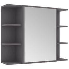 Greatstore Koupelnová skříňka se zrcadlem šedá 80 x 20,5 x 64 dřevotříska
