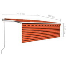 Greatstore Automatická markýza s roletou LED senzor větru 4,5x3 m oranžová